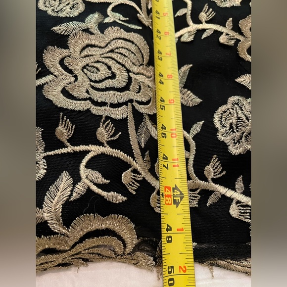 MIKAEL AGHAL rose embroidered strapless black and gold  gown, size 2 - Picture 5 of 11